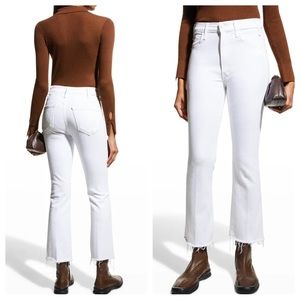 MOTHER fairest of them all the hustler ankle fray white jeans